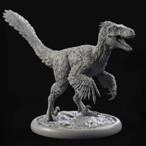 Deinonychus Statue - Dinosaur Sculpted Realistic 3D Model