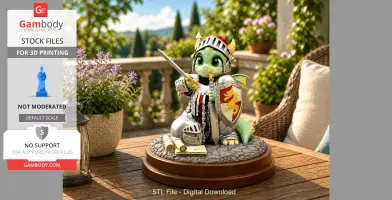 Cute Fantasy Warrior Dragon STL File for 3D Printing