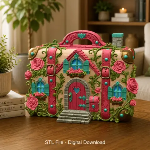 Fantasy Suitcase House STL File for 3D Print