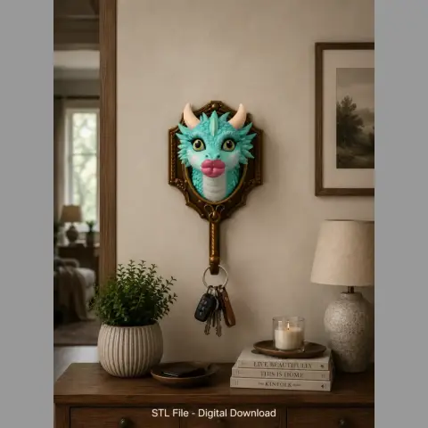 Funny Kiss Dragon Wall Hook STL File for 3D Print
