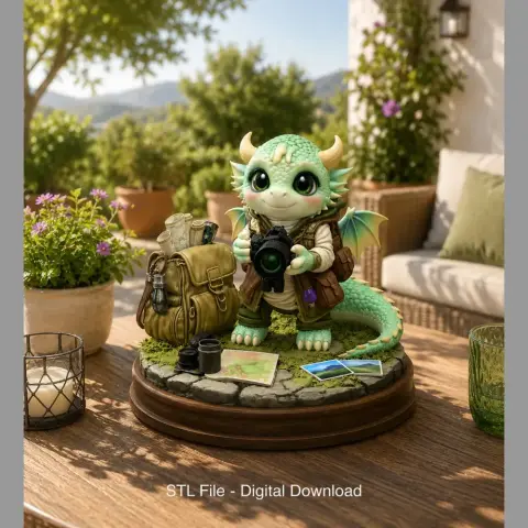 Cute Camera Baby Dragon STL File for 3D Print