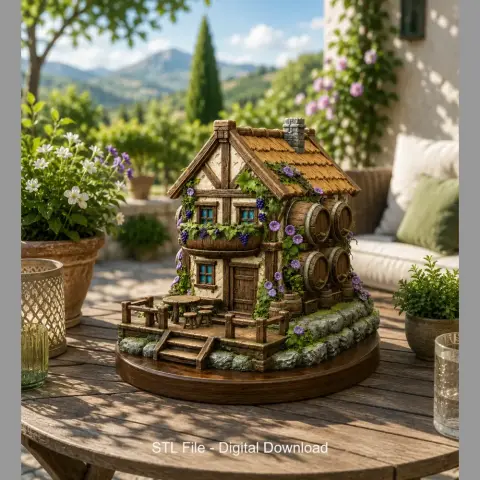 Fantasy Wine Cottage – Medieval Vineyard House STL for 3D Printing