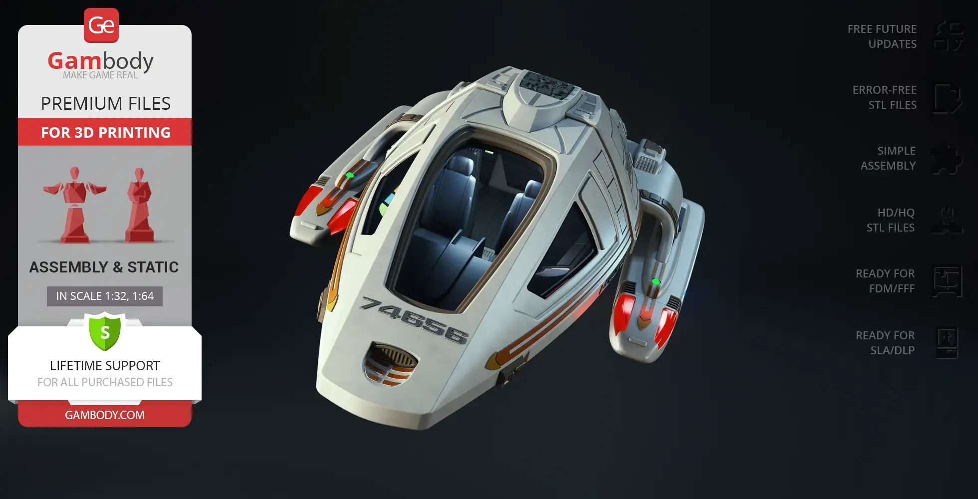 A detailed 3D model of the Type-9 Shuttlecraft from Star Trek, ready for 3D printing.