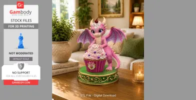 Cute Fantasy Dessert Dragon STL for 3D Printing