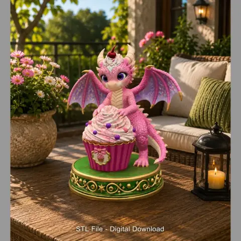 Cute Fantasy Dessert Dragon STL for 3D Printing
