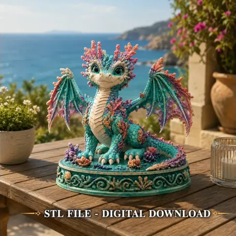 Coral Reef Baby Dragon STL for 3D Print