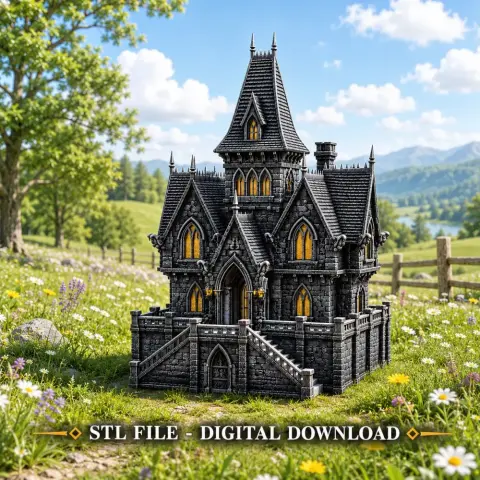 Dark Fantasy Mansion STL File for 3D Printing