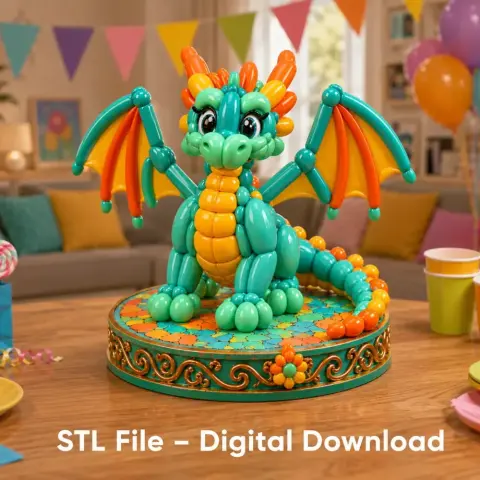 Cute Balloon Baby Dragon STL File for 3D Print