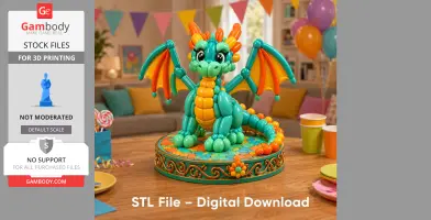 Cute Balloon Baby Dragon STL File for 3D Print