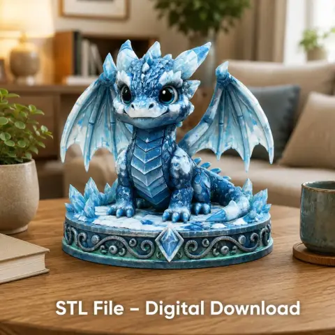 Crystal Ice Baby Dragon STL File for 3D Print
