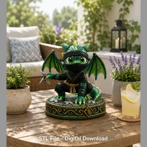 Cute Fantasy Ninja Dragon STL File for 3D Printing