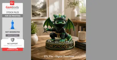 Cute Fantasy Ninja Dragon STL File for 3D Printing