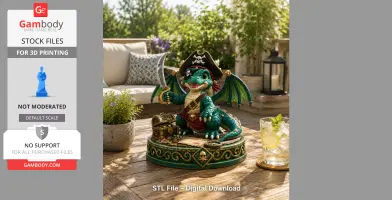 Cute Treasure Hunter Dragon STL File for 3D Printing