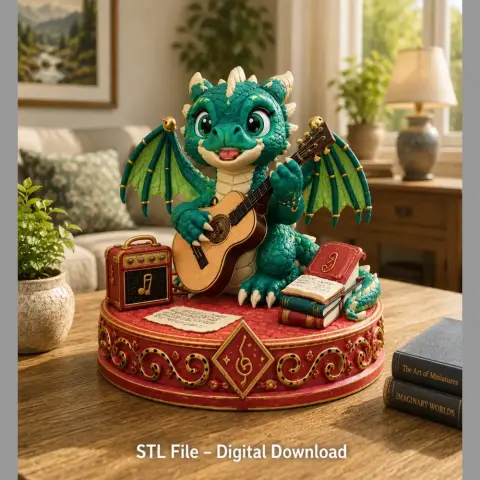 Baby Dragon Bard STL File for 3D Print
