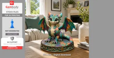 Colorful Kawaii Mosaic Dragon STL File for 3D Print