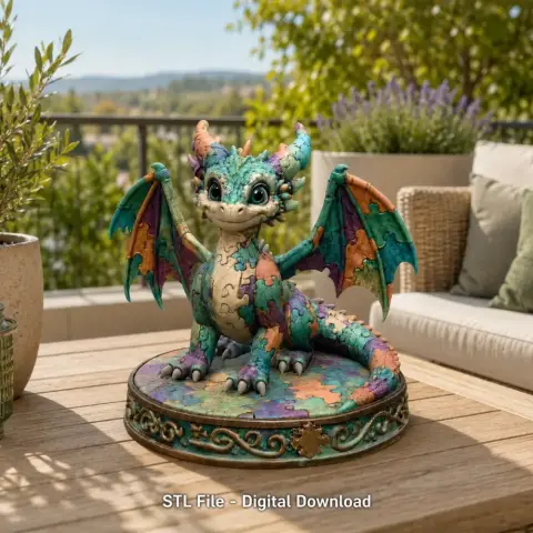 Colorful Kawaii Mosaic Dragon STL File for 3D Print