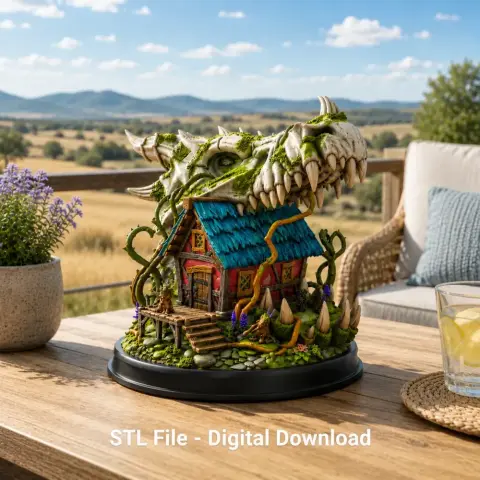 Dragon Skull Cottage STL File for 3D Print