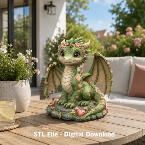 Blossom Heart Dragon STL File for 3D Print