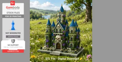 Skull Bloom Castle STL File for 3D Print