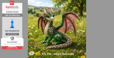 Blossom Meadow Dragon STL File for 3D Print