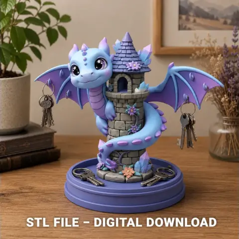 Tower Dragon Key or Jewelry Holder STL File for 3D Print