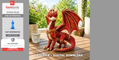 Royal Crimson Dragon STL File for 3D Print