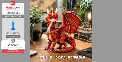 Royal Crimson Dragon STL File for 3D Print