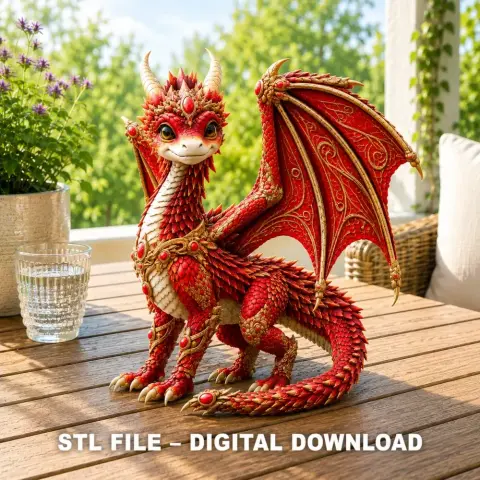 Royal Crimson Dragon STL File for 3D Print
