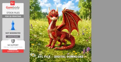 Royal Crimson Dragon STL File for 3D Print