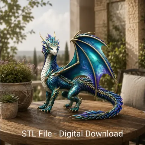 Azure Storm Dragon STL File for 3D Print