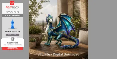 Azure Storm Dragon STL File for 3D Print
