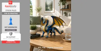 Azure Royal War Dragon STL File for 3D Print