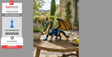 Azure Royal War Dragon STL File for 3D Print