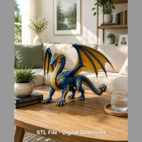Azure Royal War Dragon STL File for 3D Print
