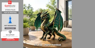 Emerald Crown Dragon STL File for 3D Print