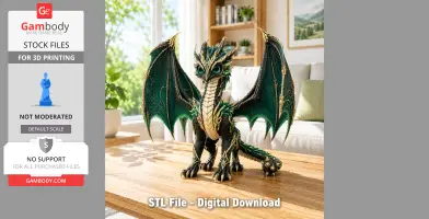 Emerald Crown Dragon STL File for 3D Print