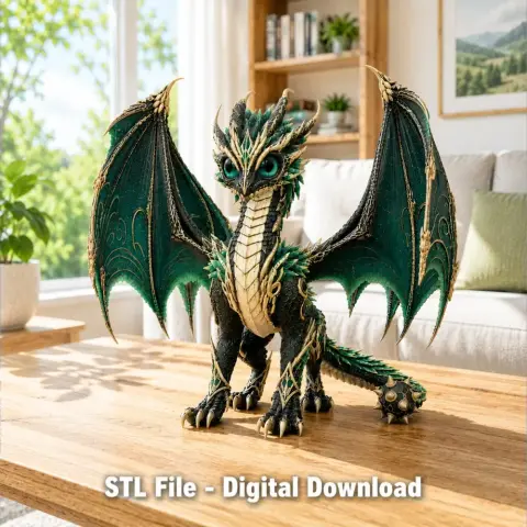 Emerald Crown Dragon STL File for 3D Print