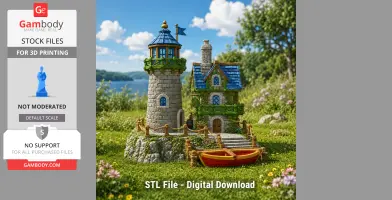 Coastal Lighthouse Cottage STL File for 3D Print