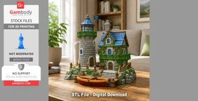 Coastal Lighthouse Cottage STL File for 3D Print