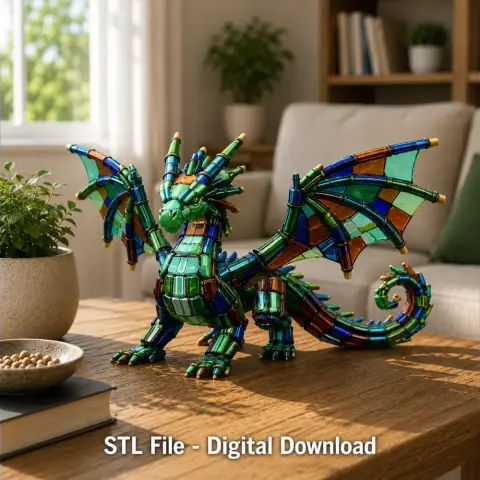 Stained Glass Dragon STL File for 3D Print