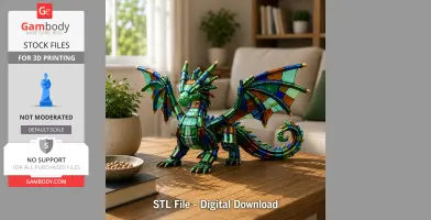 Stained Glass Dragon STL File for 3D Print