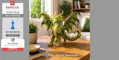 Sunflower Meadow Dragon STL File for 3D Print