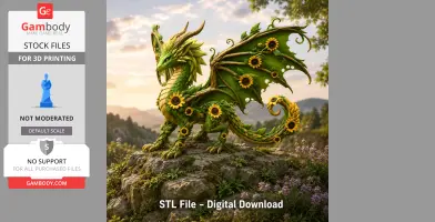 Sunflower Meadow Dragon STL File for 3D Print
