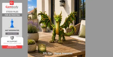 Sunflower Meadow Dragon STL File for 3D Print