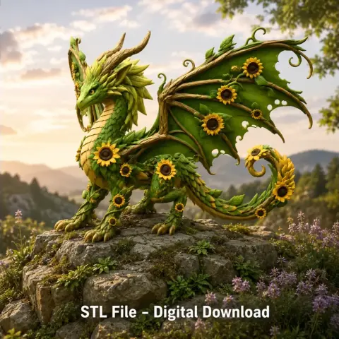 Sunflower Meadow Dragon STL File for 3D Print