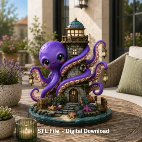 Octopus Lighthouse Keeper STL File for 3D Print