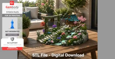 Japanese Sakura Shrine Garden STL File for 3D Print