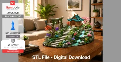 Japanese Sakura Shrine Garden STL File for 3D Print