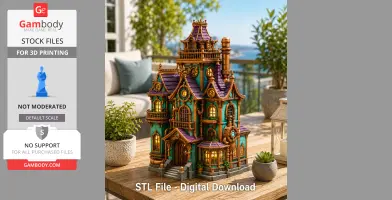 Whimsical Steampunk Manor STL File for 3D Print