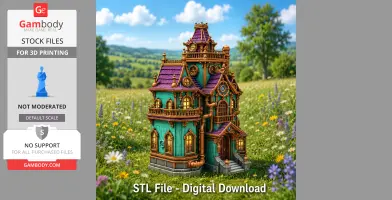 Whimsical Steampunk Manor STL File for 3D Print